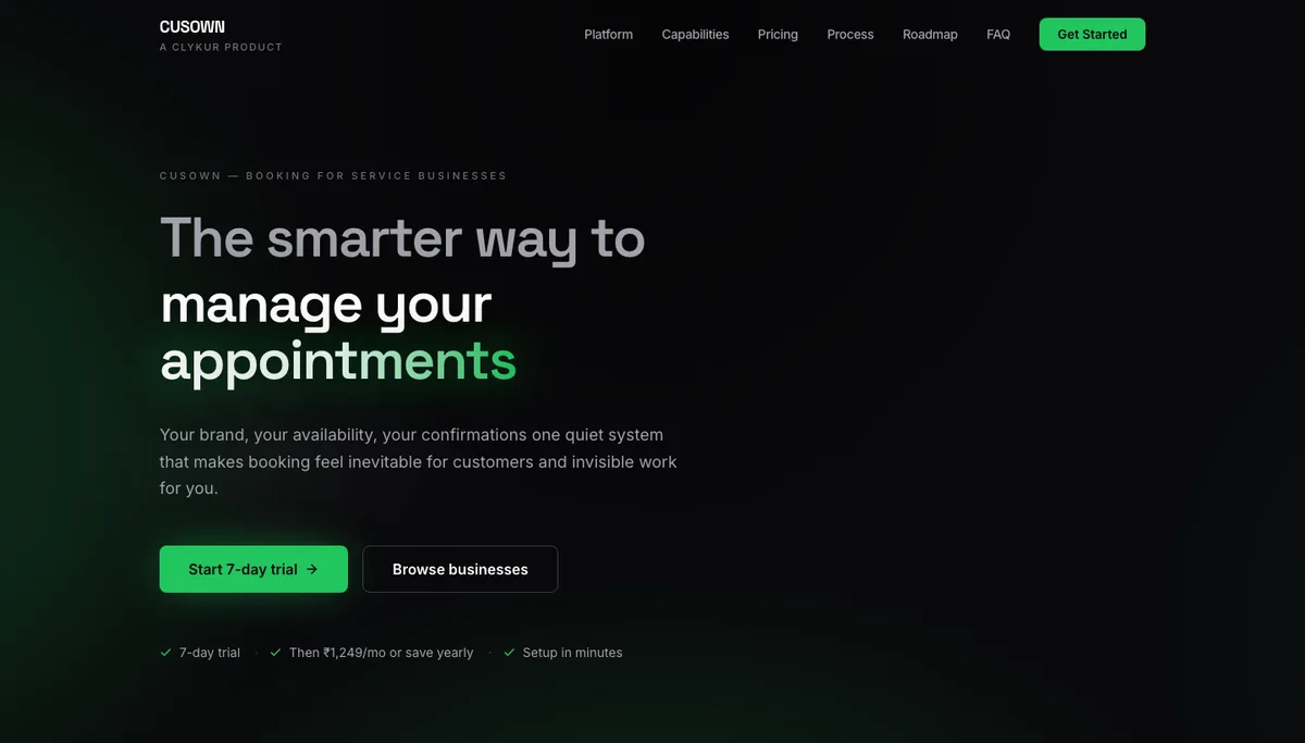 Cusown appointment booking platform