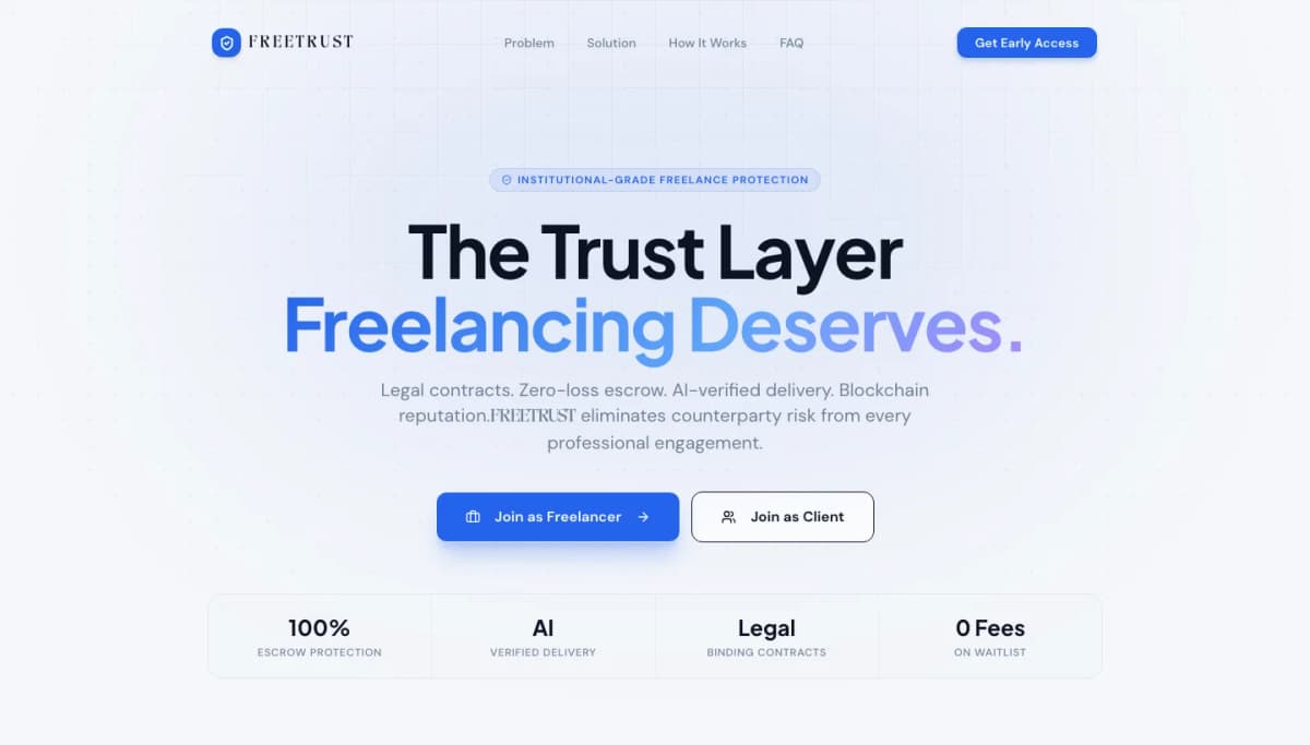 FreeTrust trust platform marketing site
